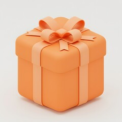 A single smooth orange gift box with a matching ribbon and bow