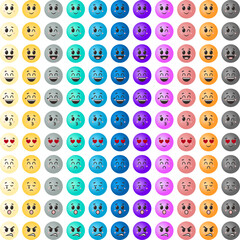 colorful facial expression emoji emoticon set editable vector illustration in flat color block style