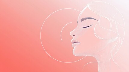 Calm female profile, soft pastel colors, ethereal style