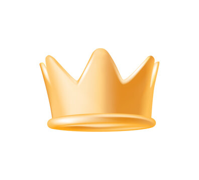 Crown emoji 3D render illustration. A shiny golden crown vector illustration. golden crown with a shiny finish, featuring a royal design with multiple points. Symbol of royal power, victory or luxury