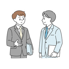 Fototapeta premium 話し合いをする二人のビジネスマンのイラスト