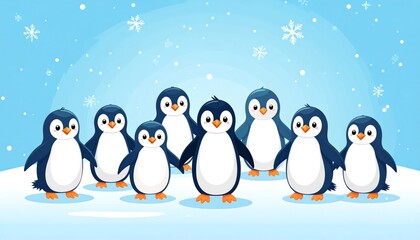 Obraz premium Illustrating the adorable and somewhat clumsy movements of young penguins 