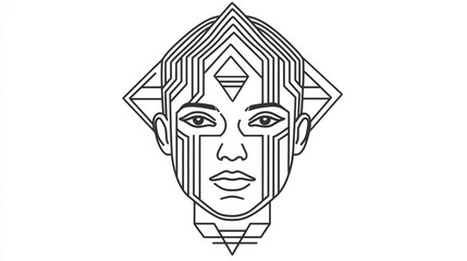 Abstract face design with geometric patterns