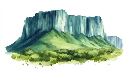 Fototapeta premium Mount Roraima. Mount Roraima hand drawn watercolor illustration