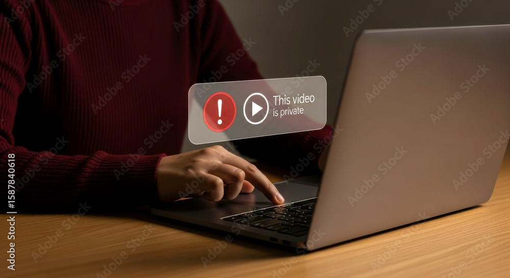Aufkleber video private access restricted unavailable content blocked online streaming error notification lapt