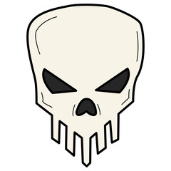 Cartoon white Skull Graphic with Dripping Jaws