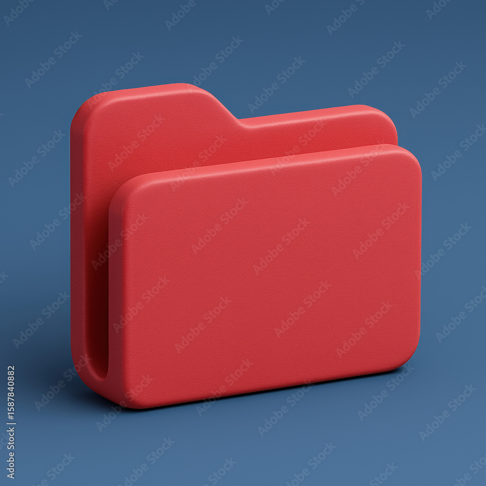 Poster red folder icon on blue background representing file organization and data management for digital do