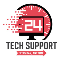 Modern IT Service Vector with Red Clock and Banner