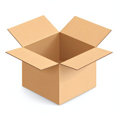 An open cardboard box, typically used for storage or shipping items.
