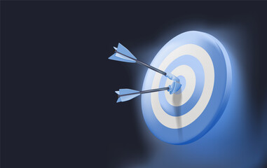Target arrow virtual digital technology icon, business investment objectives and goals Marketing strategies and goals for success. 3D render vector illustration. Success concept, planning and goals