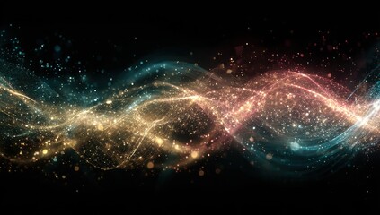 Abstract swirling, glowing particles