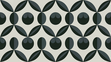 Dark Oval Shapes And Leaf Motifs Geometric Pattern abstract background