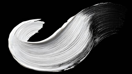 Abstract White Paint Stroke on Black Background.