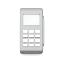A simple, gray mobile phone with a screen and numeric keypad.