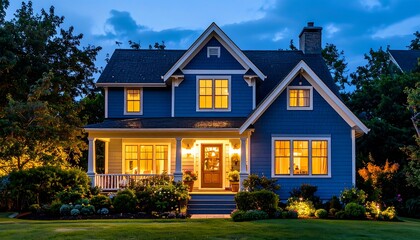 Charming blue house at twilight (4)