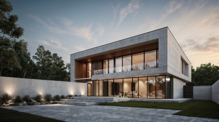 Fototapeta premium Modern building in the evening