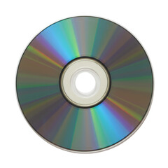 Shiny compact disc with rainbow reflections isolated on transparent background