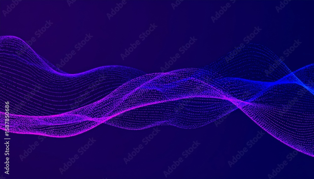 Poster abstract blue wave vector illustration with flowing lines for a modern technology background design
