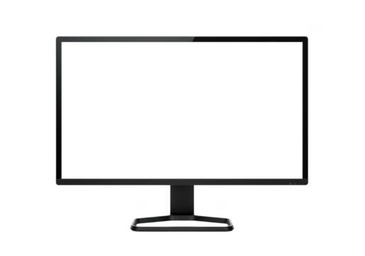 Modern black computer monitor with a sleek stand isolated on transparent background