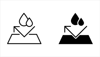 Waterproof icon set. Collection of water resistant signs, liquid proof protection. Shield with water drop. Anti wetting material, hydrophobic fabric, surface protection,  vector illustration on white 