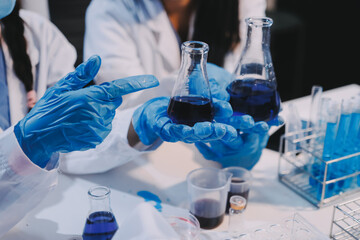 Modern Empty Science Laboratory With Microscopes, Test Tubes And Other Laboratory Equipments