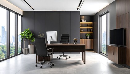 Modern executive office with city view
