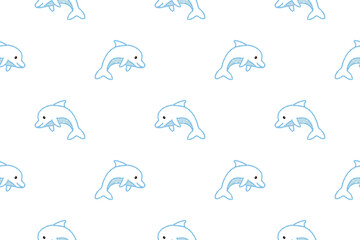 Obraz premium Vector seamless pattern of cute dolphin drawn with crayons.