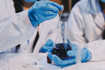 Modern Empty Science Laboratory With Microscopes, Test Tubes And Other Laboratory Equipments