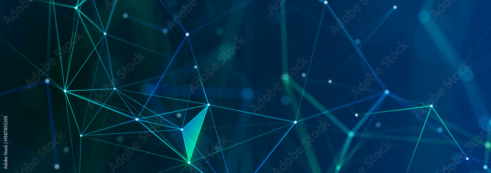 Leinwandbilder Polygonal background with dots and lines. Network connection structure. Science and technology. 3d