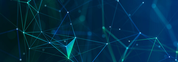 Polygonal background with dots and lines. Network connection structure. Science and technology. 3d