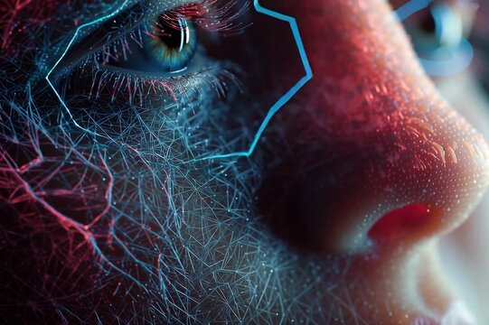 Eye technology futuristic vision artificial intelligence digital network connection face