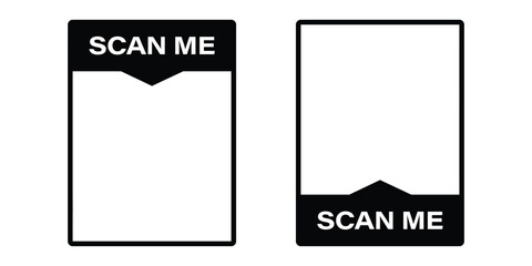 Scan Me Label Vector, Top and Bottom Banner QR Code Frames