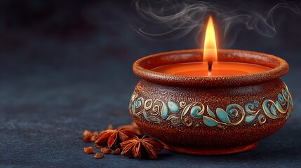 Burning Candle with Aroma Therapy, Spa, and Relaxation.