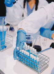 Modern Empty Science Laboratory With Microscopes, Test Tubes And Other Laboratory Equipments