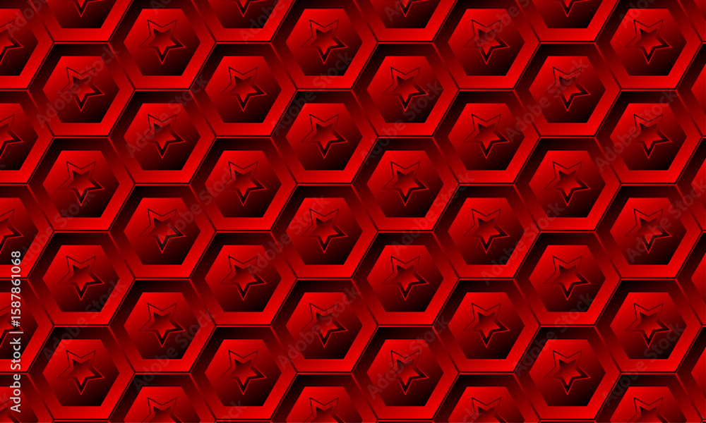 Poster abstract gradient pattern with red color for texture, infographic, media, seminar – seamless 3d hexa