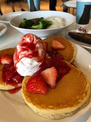 pancake with strawberry and cream