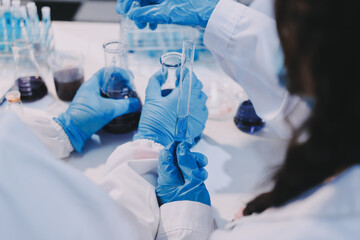 Modern Empty Science Laboratory With Microscopes, Test Tubes And Other Laboratory Equipments
