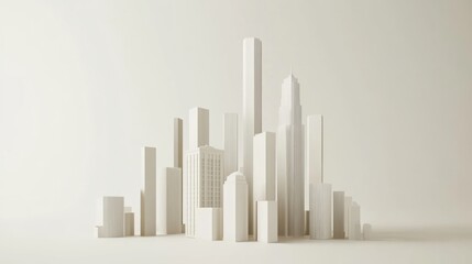 White city model with skyscrapers.