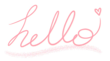 Hello Neon Effect Hand Writing, Pink, Glowing, Sparkle, PNG, Greeting, Calligraphy, Glitter