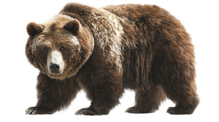 Obraz premium Bear in natural fur colors with lifelike shading isolated on a Transparent background, PNG file.