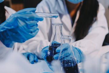 Modern Empty Science Laboratory With Microscopes, Test Tubes And Other Laboratory Equipments