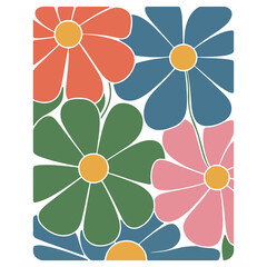 Boho Retro Flower Sublimation for t shirt, printing, wall art