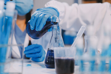 Modern Empty Science Laboratory With Microscopes, Test Tubes And Other Laboratory Equipments