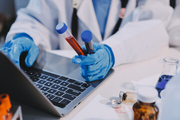 Modern Empty Science Laboratory With Microscopes, Test Tubes And Other Laboratory Equipments