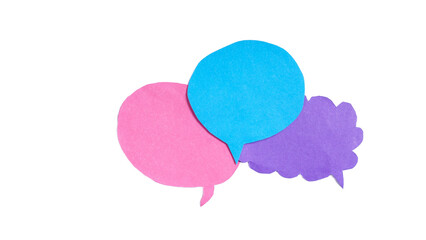 Blank colorful bubble speech shape paper isolated on transparent background