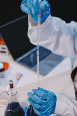 Modern Empty Science Laboratory With Microscopes, Test Tubes And Other Laboratory Equipments