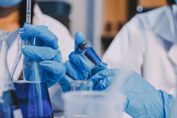 Modern Empty Science Laboratory With Microscopes, Test Tubes And Other Laboratory Equipments