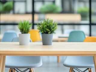 Fototapeta premium Bright and inviting coworking area designed for collaboration and creativity