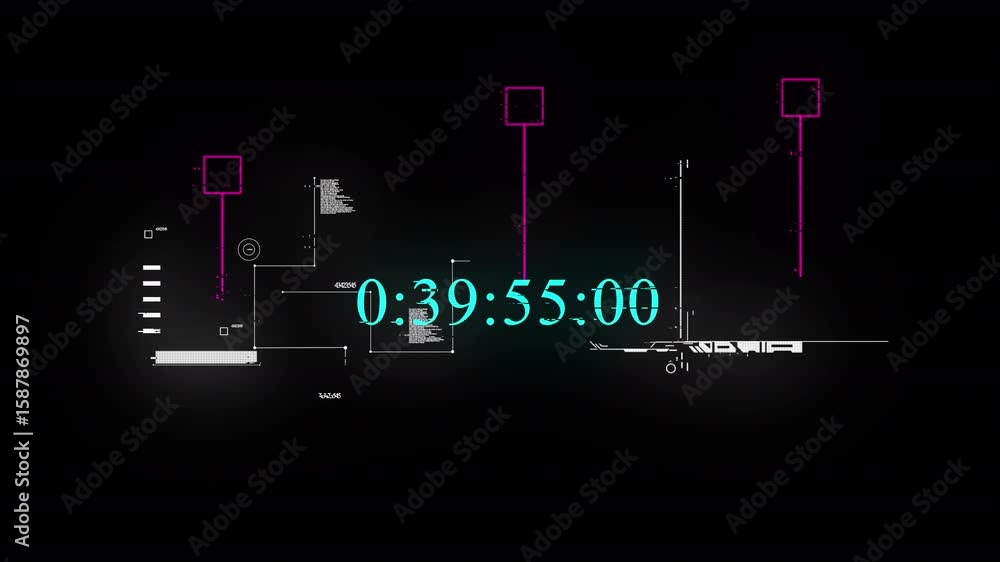 Poster futuristic countdown timer with glitch effects