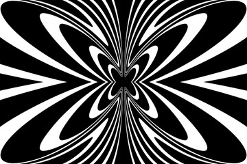 Abstract Butterfly Wings Design. Symmetrical Lines Pattern. Black and White Texture. 